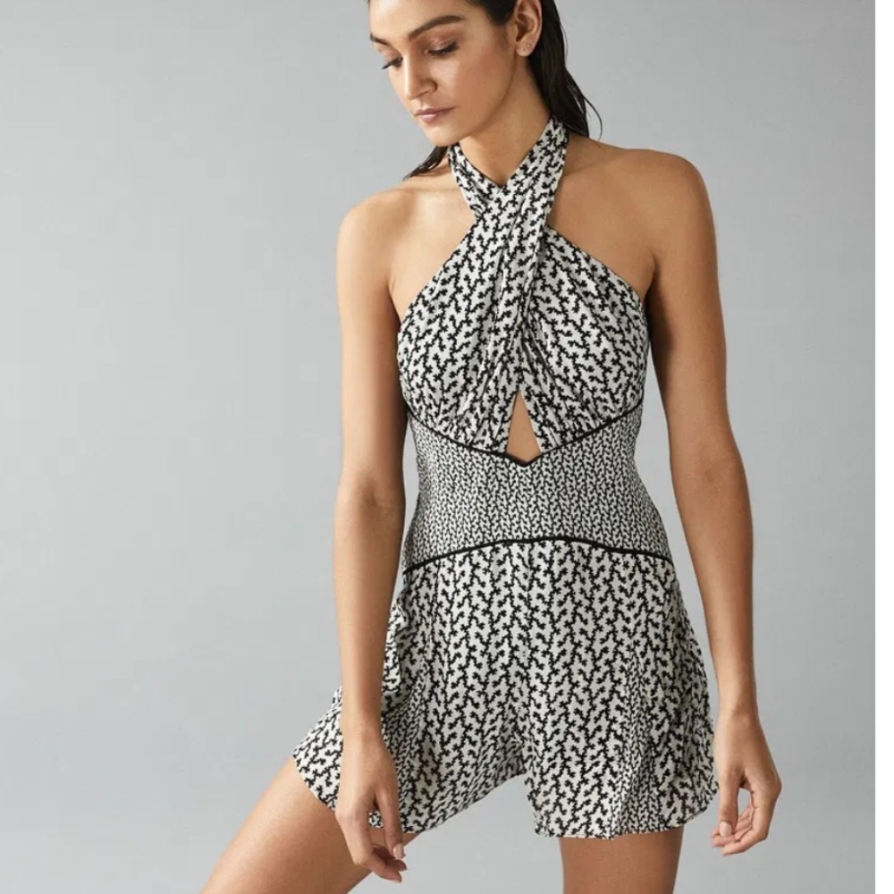 Reiss Mali Monochrome Black White Romper | Chic One-Piece | 0
